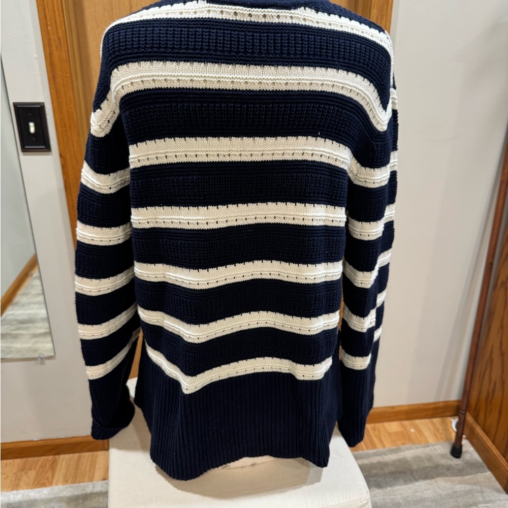 GAP Navy and Cream Striped Crewneck Sweater - Picture 2 of 4